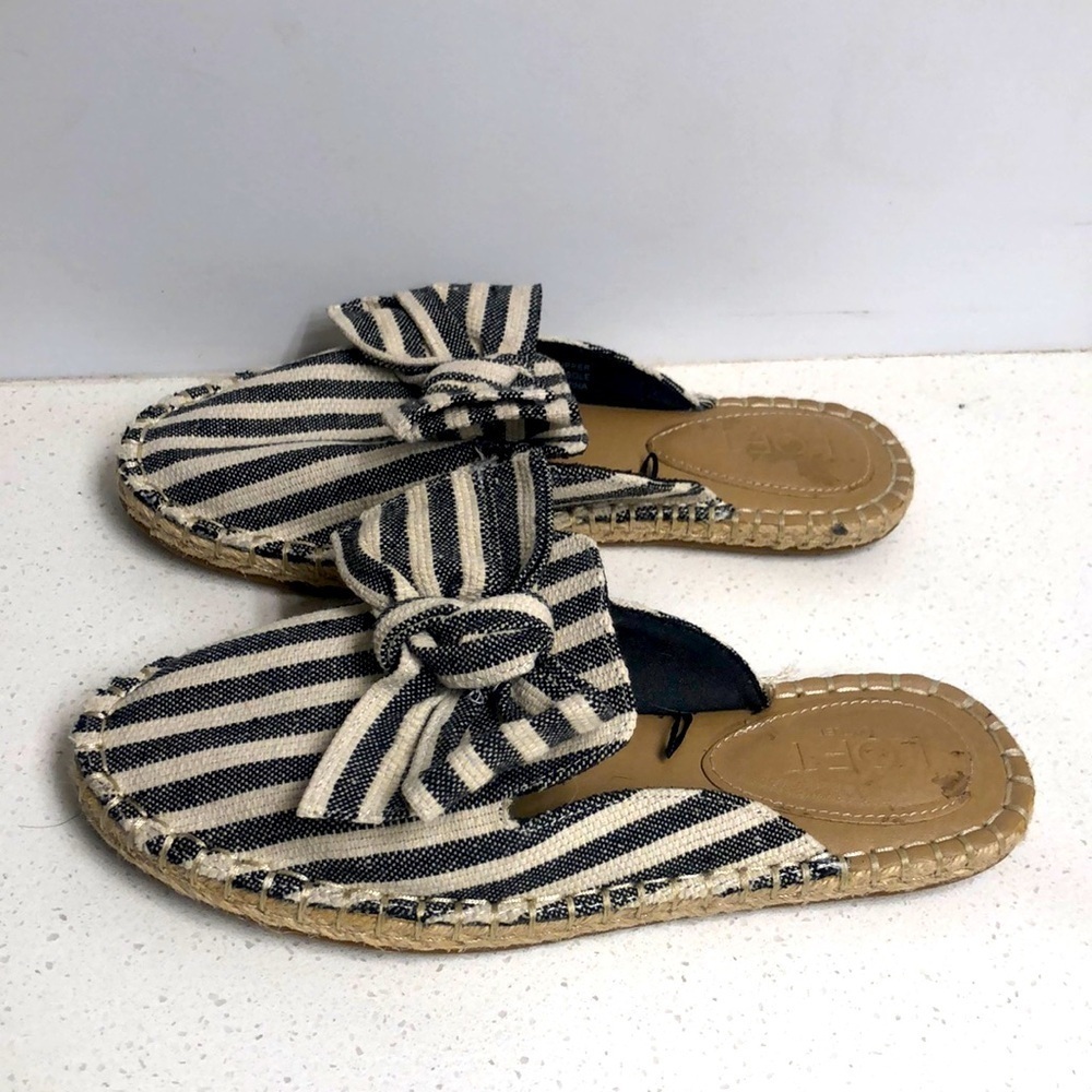 Loft Espadrille Blue White Striped Mules 6